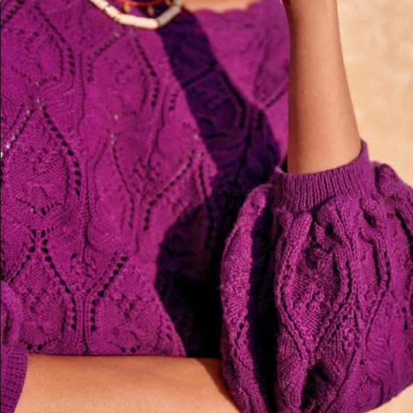 SEZANE PURPLE SAILOR JUMPER KNIT SWEATER TOP SIZE M ORGANIC COTTON - Picture 2 of 3